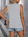 SHEIN LUNE Striped Round Neck Sleeveless Top