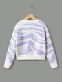 SHEIN Kids EVRYDAY Girls Graphic Pattern Drop Shoulder Sweater