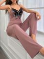Women's Butterfly Spaghetti Strap Cami Top And Long Pants Pajama Set