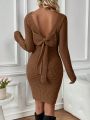 SHEIN Frenchy Bow Detail Backless Sweater Dress