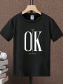 Teen Boys' Slogan Printed Short Sleeve T-Shirt