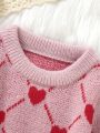 Baby Girls' Love Heart Round Neck Sweater Dress