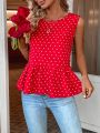 Heart Pattern Cinched Waist Shirt