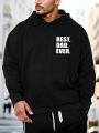 Men's Plus Size Letter Printed Hooded Sweatshirt