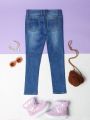 Tween Girls' Distressed Washed Jeans With Holes