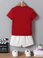 SHEIN Young Boy Letter Graphic Tee & Shorts