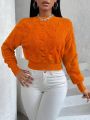 SHEIN Slayr Wavy Round Neck Drop Shoulder Sweater