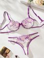 Flower Embroidery Perspective Lace Sexy Lingerie Set For Women