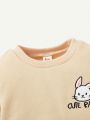 Cozy Cub Baby Girls' Cute Sheep Pattern Round Neck Oversized Sweatshirt And Long Pants Two Piece Outfit