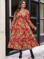 SHEIN Clasi Plus Size Women's Cashew Flower Printed Dress