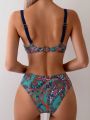 SHEIN Swim BohoFeel Women'S Paisley Print Swimsuit Set