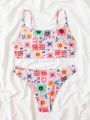 SHEIN Swim Mod Floral Printed Bikini Swimsuit Set