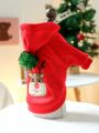 1pc Pet Clothes For Dogs & Cats Christmas Deer Red Sweatshirt Pet Coat & Jacket