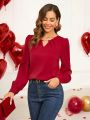 EMERY ROSE Valentine's Day Women Puff Sleeve Shirt, Long-Sleeved Blouse