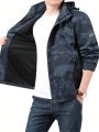 Men Geo Print Zip Up Hooded Jacket