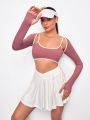 SHEIN Sports  Tennis Basic Chest Cup&Thigh Highs  With TOP