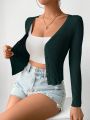 SHEIN Frenchy Ribbed Knit Button Front Cardigan