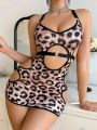 Wild Ladies' Leopard Print Hollow Out Sexy Lingerie Set