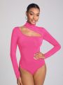 NEW FEMME E Turtle Neck Longsleeve Bodysuit With Cut Out