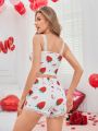 Women's Strawberry Print Pajama Set