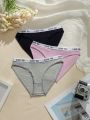 3pack Letter Tape Waist Contrast Binding Brief