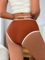 Letter Graphic Contrast Binding Boyshorts