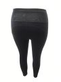 Daily&Casual Plus Size Solid Color Yoga Pants With Side Pockets