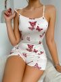 Butterfly Print Sleepwear Romper