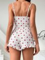 Strawberry Print Ruffle Hem PJ Set