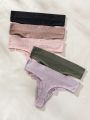 5pcs Seamless Plus Size Women'S Thongs