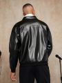 SHEIN Men Zip Up PU Leather Jacket