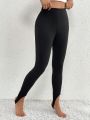 SHEIN Essnce Women'S Solid Color High Waisted Footed Leggings