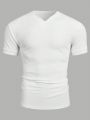 Manfinity Homme Men'S Solid Color V-Neck Short Sleeve T-Shirt