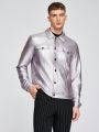 SHEIN Men Flap Detail Button Up Leather Look Jacket