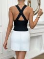 SHEIN Privé Women's Cross Wrap Wide Strap Vest