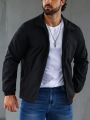 Men Zip Up Solid Jacket