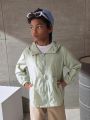 Boys' Solid Color Long Sleeve Sun Protection Sports Casual Jacket With Zipper