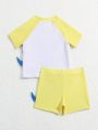 Infant Boys' Colorblock Cartoon Letter Print Swimwear Set