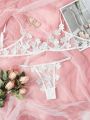 Appliques Mesh Underwire Lingerie Set