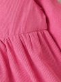 Baby Girls' Plain Short Sleeve Button Front A-Line Dress