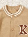 Baby Boy Letter Pattern Striped Trim Cardigan