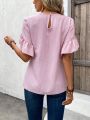 Ladies' Solid Color Petal Sleeve Shirt
