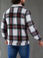 Men Plaid Print Teddy Lined Overcoat Without Hoodie