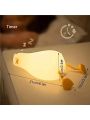 1 pc Lying Flat Duck Pat Light, Atmosphere Light, Bedroom Bedside Sleep Night Light, Cute Night Light, Silicone Dimmable Timing Bedside Lamp, For Children's Bedroom Decoration