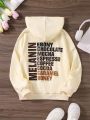 Girls' (big) Hooded Sweatshirt With Slogan Print On The Back