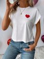 SHEIN LUNE Valentine'S Day Women'S Heart Printed T-Shirt