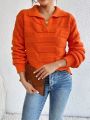 SHEIN Frenchy Texture Polo V-neck Women's Sweater