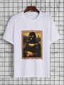 Men's Plus Size Funny Mona Lisa Printed T-Shirt