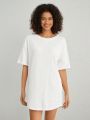 SHEIN Leisure Solid Color Drop Shoulder Homewear Dress