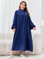 Plus Size Solid Color Bell Sleeve Dress